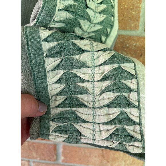 Handmade Green Boho Kimono Jacket With Colorful Patchwork Applique Details - Picture 7 of 13